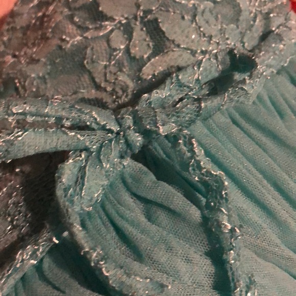Teal dress with sparkles and rhinestones - Picture 6 of 7